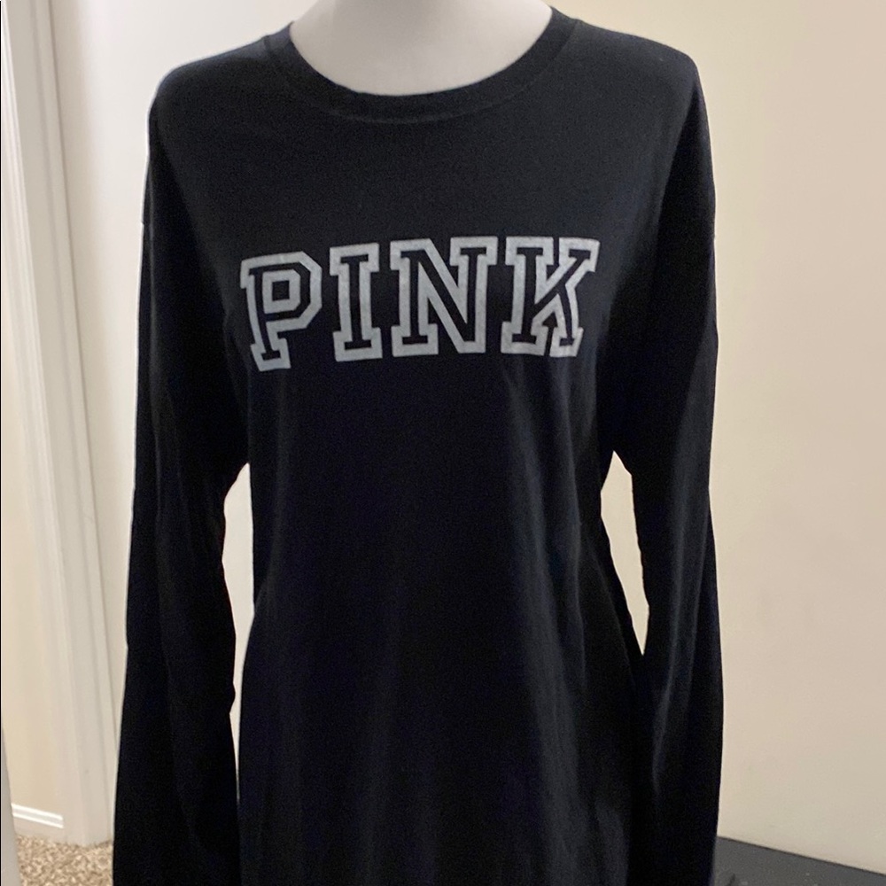 Black Long Sleeve Shirt with PINK Logo